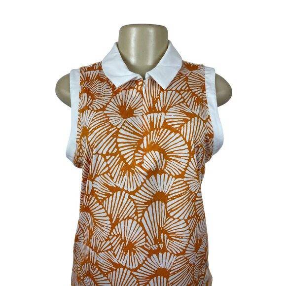 Tommy Bahama Golf Womens Sleeveless Polo Shirt Orange & White Shell Size L- New - Picture 4 of 8